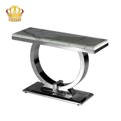 China 1 Stainless Steel Base Corridor Corner Luxury Marble Top Console Table Decorating Living Room Console Table for sale