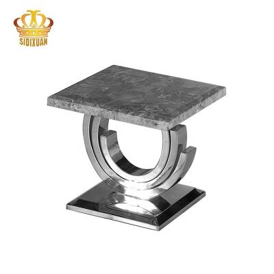 China 1 Hot Sale Stainless Steel Luxury Marble Top Small Base Rectangular Design End Table Side Table For Living Room Furniture for sale