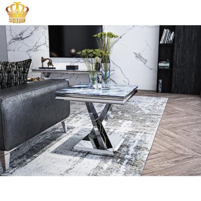 China 1 Retangular Modern Marble Living Room Style Table Stainless Steel Small Top Side End Table Furniture for sale