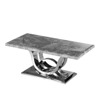 China 1 Custom Design Stainless Steel Modern Base Furniture Rectangular Marble Top Coffee Table for sale