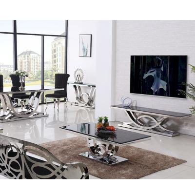 China 1 5 Star Hotel Home Furniture Stainless Steel Base Rectangular Glass Top Coffee Table for sale