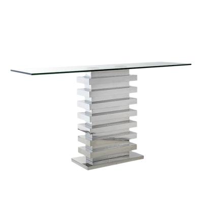 China 1 Household Living Room Furniture Wholesale Stainless Steel Glass Top Console Table for sale