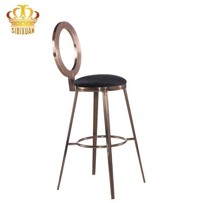 China New Design Modern Leisure Furniture Cafe Upholstered Velvet Umpire Chair Metal Legs Restaurant Stainless Steel Bar Chairs Barstools for sale