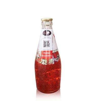 China Wholesale Natural Basil Seed Drink Strawberry Flavor Drinks 300ml Organic Glass Fruit Juice for sale