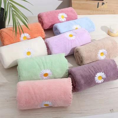 China Coral Velvet Trimmed Towel Plain child safe face towel soft absorbent gift shed hair does not fade for sale