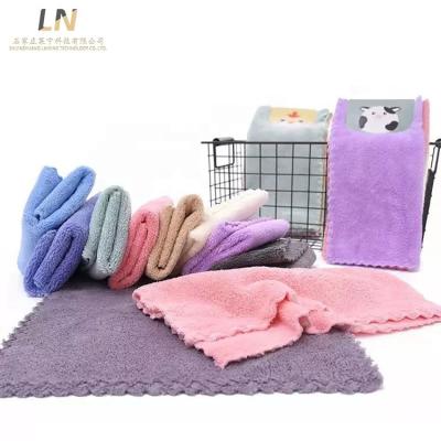 China Kitchen Oil-Absorbing Towel Coral Velvet Dish Towel Thickening Dish Towel Double-Sided Absorbent Cleaning Cloth Household Child Safe for sale