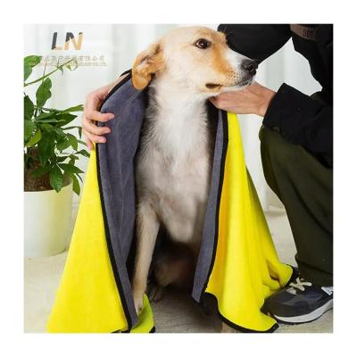 China Custom Stocked Microfiber Pet Supplies Quick Dry Super Absorbent Dog Bathrobe Cats Pet Bath Cleaning Towel for sale