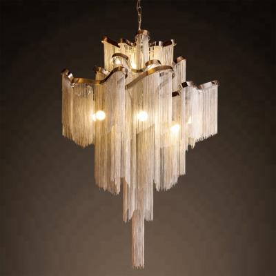 China Other Contemporary Modern Crystal Light Luxury Aluminum Chain Chandelier Restaurant Lighting Hotel Loby Hanging Pendant Lamps CZ2562 for sale