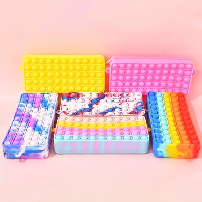 China New Christmas Dceoration New Effort Bubble Busty Pusher Push Button Silicone Sensory Toy Push Noise Stationery Storage Bag Pen Bag for sale