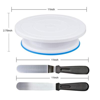 China 12 Inch Disposable Smooth Cake Turntable - Quietest Turning Rack & Decorating Supplies Kit Complete Spatula 4 Side Icing Bench Scraper for sale