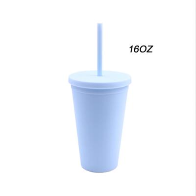 China American Tumblers With Lids (4 Packs) 16oz Colored Acrylic Reusable Cups With Lids & Straws Double Wall Matte Plastic Bulk Tumblers for sale