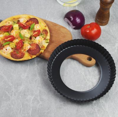 China 4-9 Inch Quiche Pizza Pan Round Pizza Cake Baking Tray Non-Stick Tart Carbon Steel Mold Sustainable With Removable Loose Bottom Tart Pie Pan for sale