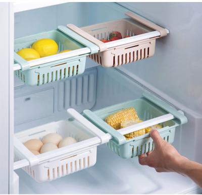 China New Design High Quality Viable New Design Plastic Storage Rack Refrigerator Drawer Hanging Rack Shelf Storage for sale