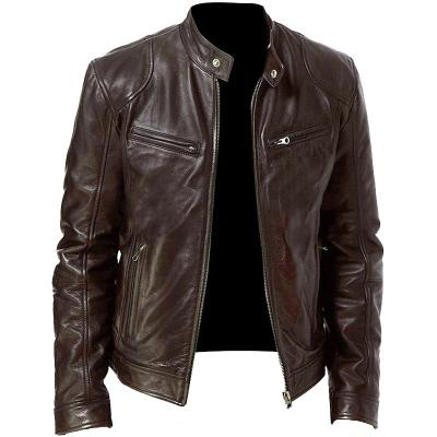 China Fashion Men's Fashion Diagonal Zipper Jacket XS-5XL Winter Windproof New PU Casual Lapel Leather Jackets Motorcycle for sale