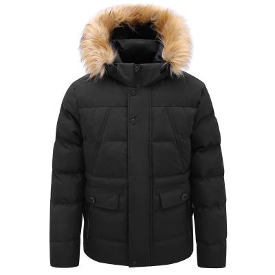 China Waterproof mens parka winter jacket with fur hoodie mens parka winter custom jacket with zipper coat hood faux fur plain for sale