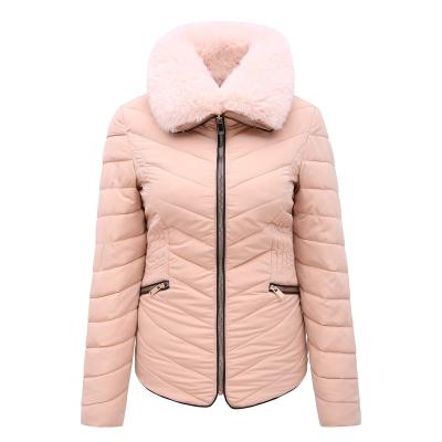 China OEM 2022 Wholesale Anti-wrinkle Fur Collar Women's Fake Jackets Coats Keep Warm Women's Pink Jacket for sale