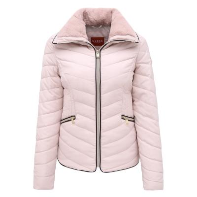 China Hot Selling New Anti-wrinkle Light Pink Women's Jackets Polyester Fur Collar Thicken Women's Jackets for sale