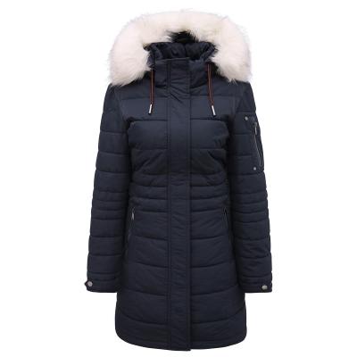 China Winter Hooded Bomber Jackets Ladies Striper Women Waterproof Fur Long Jacket For Women Parka Coat Jacket Long For Women for sale