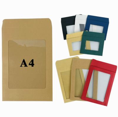 China Waterproof / Oilproof Custom Empty Paper Pearl Greeting Card Gift A6 Envelope With Window for sale