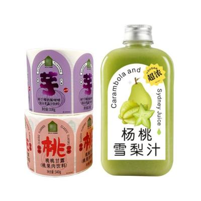 China Custom Waterproof Printing Juice Drink Bottle Label Waterproof Manufacturing Vinyl Fruit Sticker for sale