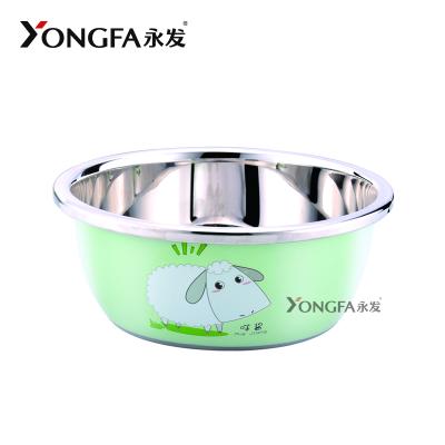 China Viable Colorful Bowl Stainless Steel Mixing Bowls Set Cartoon Salad Mixing Bowls Soup Basin In Stock For Child for sale