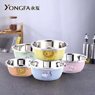 China Viable Cartoon Paint Bowl Stainless Steel Mixing Bowls Can Be Combined Cartoon Salad Mixing Bowls Soup Set Basin In Stock for sale