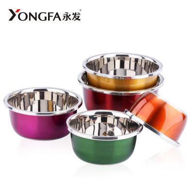 China Viable Multicolor Kitchen Stainless Steel Soup Bowl Food Container Daily Use Salad Mixing Bowls for sale