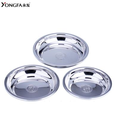 China Durable Heavy Duty Round Shape Dishes Dishes Set 24-28cm Tableware Stainless Steel Round Plates European Style for sale