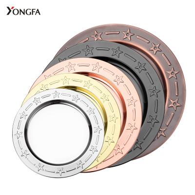 China New Stainless Steel 12 Inch/30cm Gold Star Sustainable Popular Producing Charger Plates Wedding Serving Dishes for sale