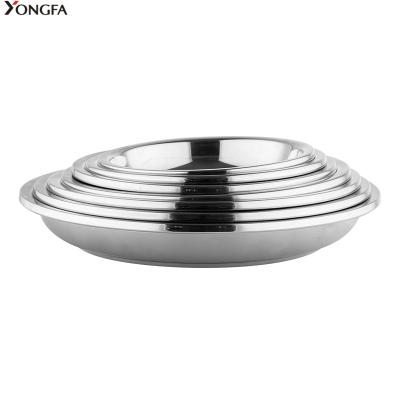 China Hot Selling Stocked Premium Quality Round Serving Dishes And Plates High Quality Stainless Steel Plate Sets For Food Serving for sale