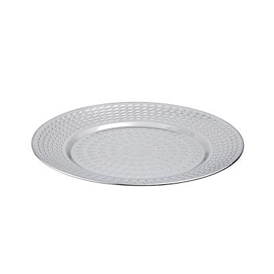 China Sustainable Wholesale 28cm Metal Tray Stainless Steel Charger Dish With Magnetic for sale