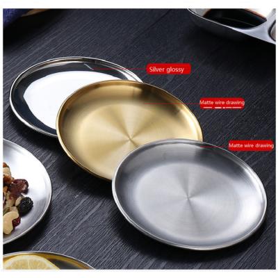 China YongFa Sustainable Wedding Dinner Dish Gold / 201 / 304 Metal Mirror Dish Silver Stainless Steel Set Round Charger Dish for sale