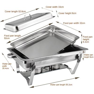 China Keep Food Hot / Easy To Clean Food Warmer Buffet Set Stainless Steel Chafing Dish With Folding Frame Heat Chafing Dishes With Fuel Box For Cafeteria for sale