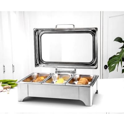 China Keeping Food Hot / Easy To Clean 1, 2 And 3 Compartment Chafing Dish Stainless Steel Chafing Dish Food Warmer Buffet Stove With Reasonable Price for sale