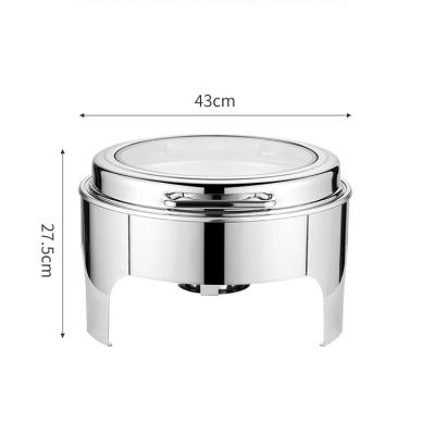 China Keep Food Hot / Easy To Clean Round To Shape Stainless Steel Chafing Dish Set Buffet Heater Chafing Dish Food Warmer Electric Or Fuel Stove for sale