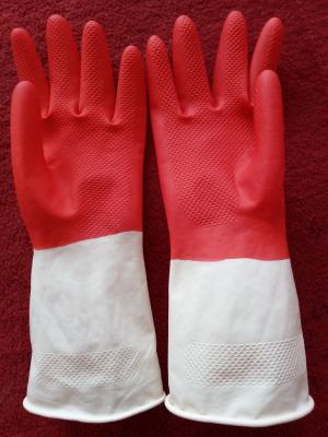 China Household Latex Gloves 40g thin dish washing gloves Bi-color rubber gloves for sale