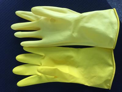 China 60g dip unlined gloves yellow household rubber gloves latex cleaning gloves for sale