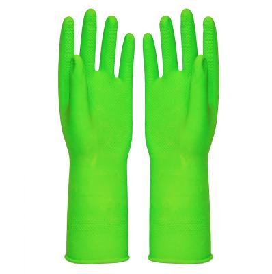 China 65g green rubber gloves household cleaning gloves dish washing laundry gloves for sale