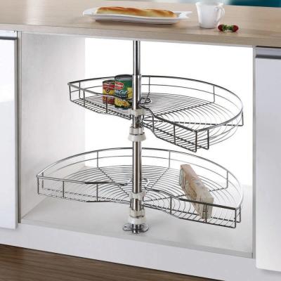 China Modern kitchen pantry cabinet 2 tier turn lazy rotating rack susan tray metal organizers for shunde higold furniture making for sale