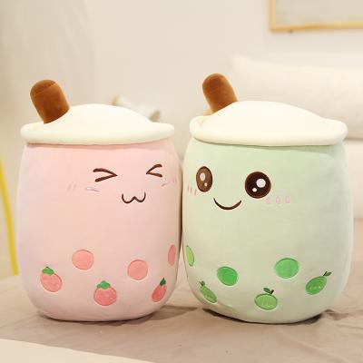 China Anti-static hot sale green bubble milk teacup pink soft plush toys 24cm wholesale price for sale cartoon bubble milk tea plush kids toy for sale