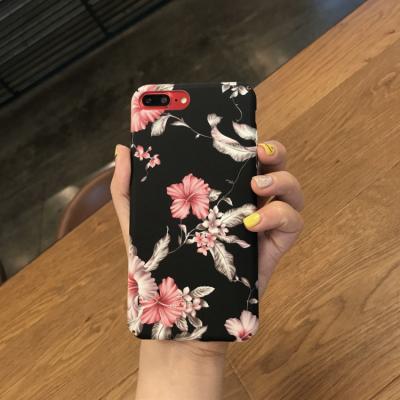 China Hot Printing Flower Cell Phone Case Black Matte Full PC Case, for iphone 7 plus case PC, for iphone 7 plus phone cover for sale