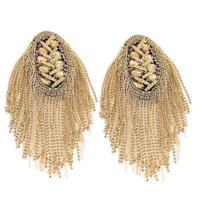 China luxury 3D tassel beaded epaulette for clothes punk wind coat costume DIY fashion tassel badge epaulettes shoulder patches appliques for sale