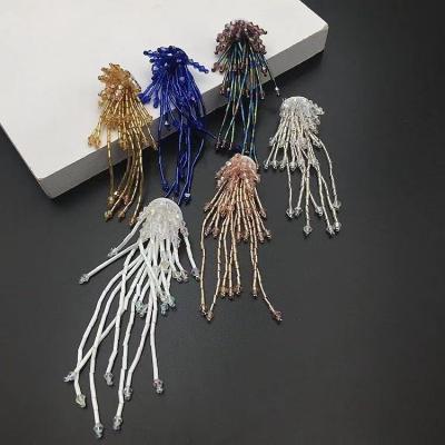 China 3D DIY Garment Accessory Crystal Beaded Tassel Mix Flower Applique Sew On Fabric Patch for sale