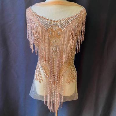 China 3D Waterfall Rhinestone Handmade Sewing Applique | Fringe bodice applique for sale