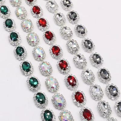 China Crystal Flatback Oval Shape Rhinestone Cup Chain Claw Rhinestone Chain Setting for sale