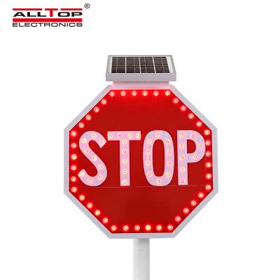 China Aluminum high quality viable operation more than 15 days 12h per night traffic road safety reflective aluminum solar warning sign for sale