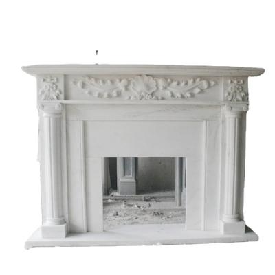 China Good quality traditional modern luxury villa marble stone fireplace traditional white marble fireplace for sale