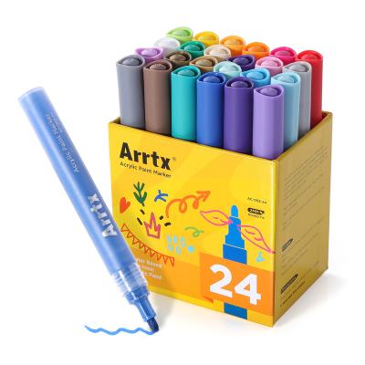 China Bright Colors Arrtx Acrylic Paint Pens Marker 24 Colors Water Based Acrylic Paint Pen Set for sale