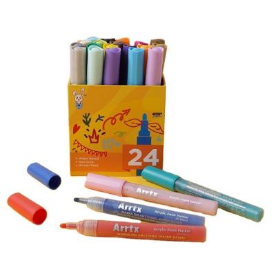 China Arrtx Bright Colors Acrylic Marker Pens 24 Colors Acrylic Paint Water Based Markers For DIY On Ceramic Stone for sale