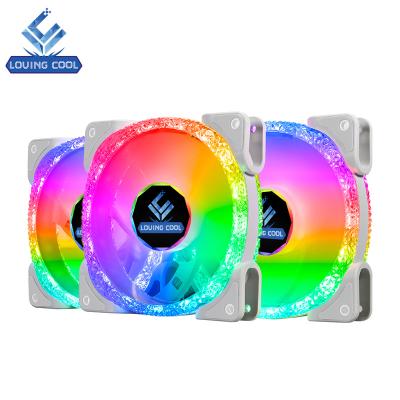 China Computer Case Dual Ring Auto 120Mm Controller Kit Uphere 12V 6 Pin Four Leaf Shaped Led Bulb PC Case With RGB Computer Fan for sale